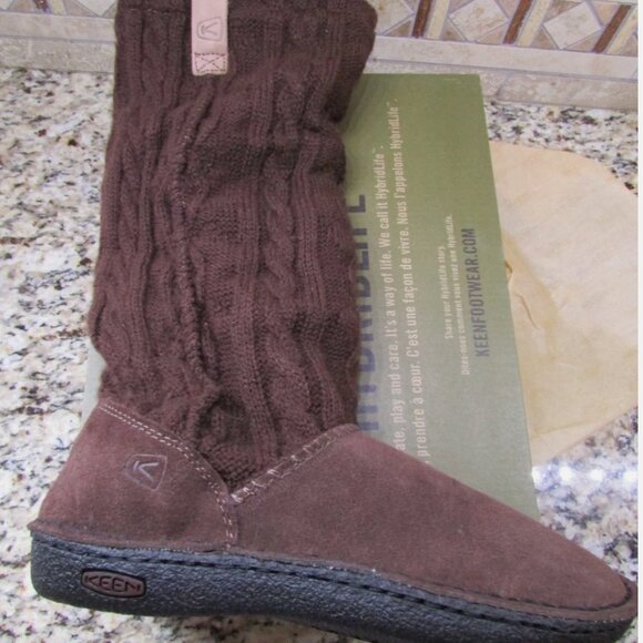 NEW KEEN TALL BOOTS BROWN, SUEDE, KNIT WOMENS - Picture 2 of 7